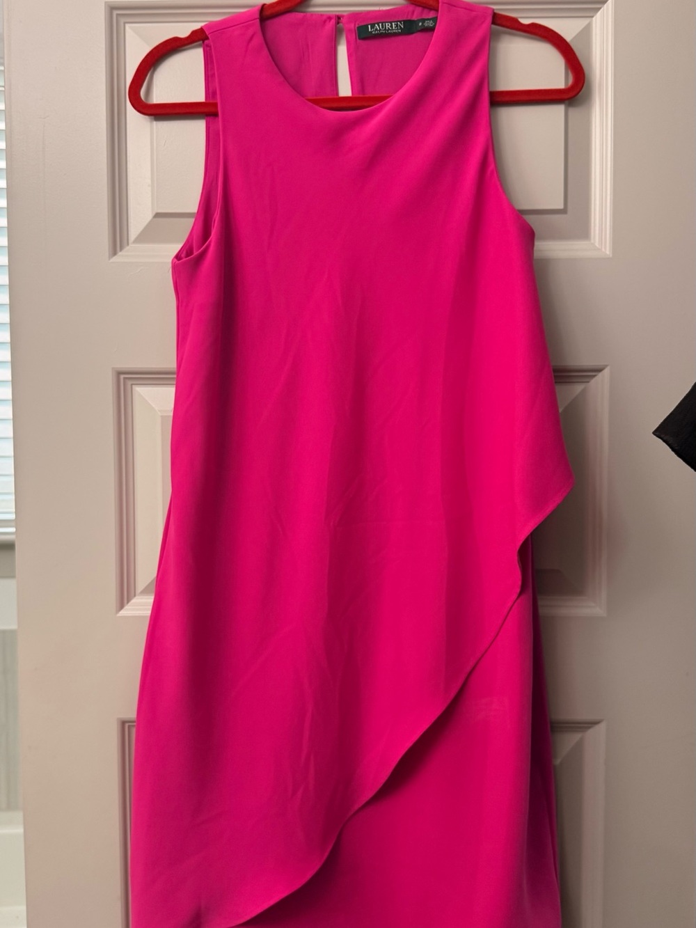 Ralph Lauren Hot Pink Sleeveless Asymmetric Overlay Dress